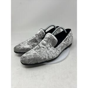 Amali Hauser2-211 Men’s Loafers- Silver crushed Velvet-men’s Slip On Shoes SZ 12